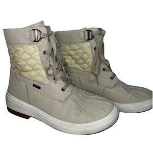 Merrell Women's Lace Up Oyster Waterproof Mid Boot Cream 8.5M Ankle Boot RainSki